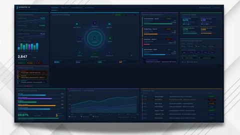 AI Digital Twin Dashboard Vector Virtual Replica Interface Stockillustratie