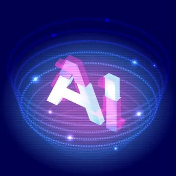 AI Digital Vortex with Neon Glow Effects Stock Illustration