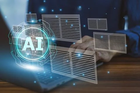 AI document analysis tools enable businessmen to extract valuable insights .. 스톡 사진