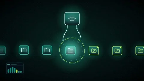 Ai document automation folder queue processing halo seamless loop Stock-Footage 342759687