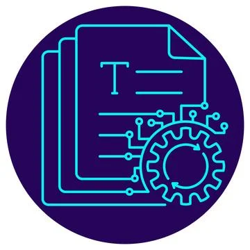 AI Document Automation Icon. Minimalistic neon outline Stock Illustration