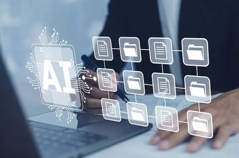 AI document Management System DMS Folder, File data management or data tran.. Stock Photos