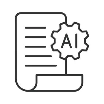 AI documentation, icon in line design. Artificial intelligence documents Stock Illustration