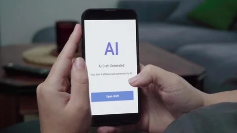 AI Draft Generated Notification on Smartphone Writing Assistant App Stock Footage 341932146