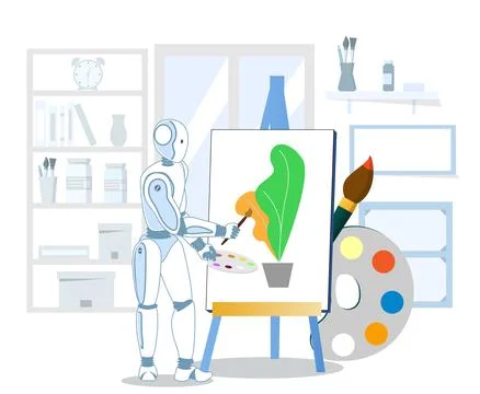 AI drawing to create or generate artwork vector Stock Illustration