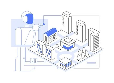 AI-Driven 3D Modeling abstract concept vector illustration. 스톡 일러스트