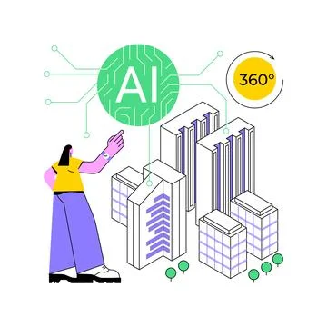 AI-Driven 3D Modeling abstract concept vector illustration. 스톡 일러스트