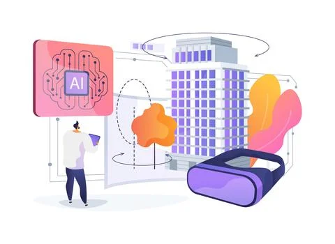 AI-Driven 3D Modeling abstract concept vector illustration. Stock Illustration