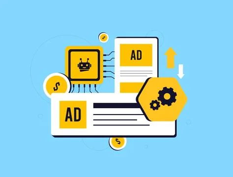 AI-driven ad automation improves ads placement precision and audience targeting Illustrazione stock