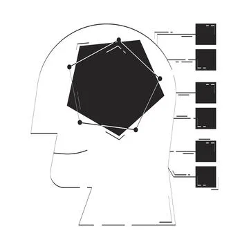 AI-driven analytics doodle line illustration concept Illustrazione stock