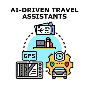 Ai driven assistant managing travel and transportation planning 스톡 일러스트