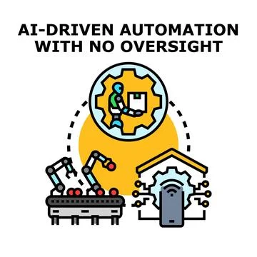 Ai driven automation operating without human oversight Stock Illustration