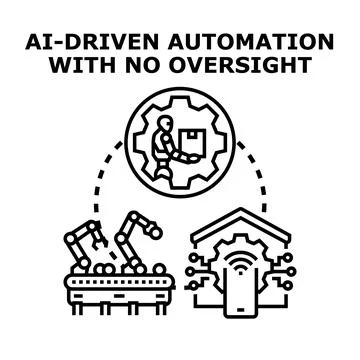 Ai driven automation operating without human oversight Stock Illustration