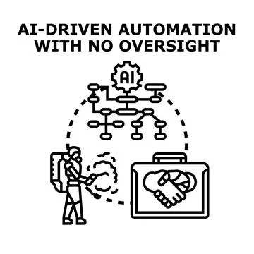 Ai driven automation without human oversight concept Stock Illustration