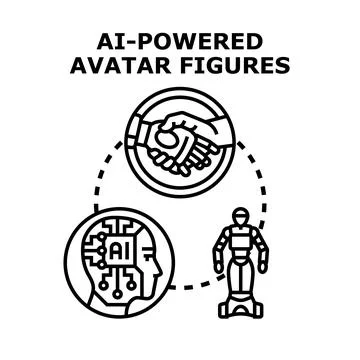 Ai driven avatar figures technology concept 스톡 일러스트