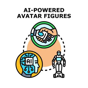 Ai driven avatar figures technology concept Stock Illustration