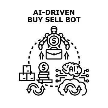 Ai driven bot automating trading and investing decisions Stock Illustration