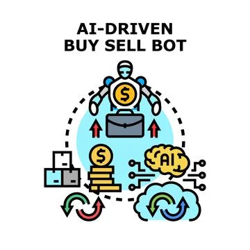 Ai driven bot automating trading and investing decisions Stock Illustration