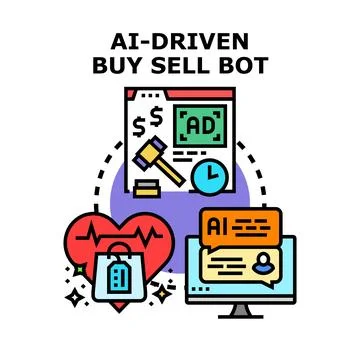 Ai driven bot buying selling process concept Stock Illustration
