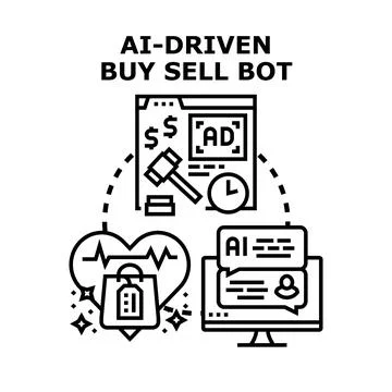Ai driven bot buying selling process concept Stock Illustration