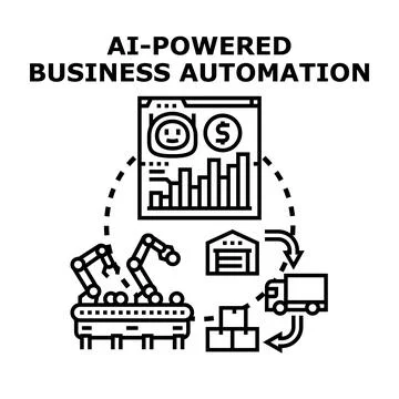 Ai driven business automation improving efficiency and production Stock Illustration