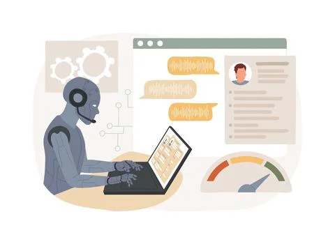 AI-Driven Call Analysis abstract concept vector illustration. Illustrazione stock