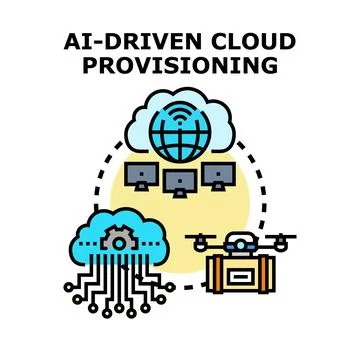 Ai driven cloud provisioning concept vector illustration Illustrazione stock