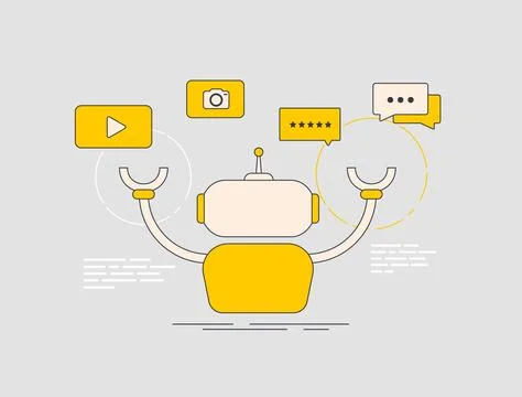 AI-driven content creation for SEO, blogs, social media. Generates text, visuals Stock Illustration