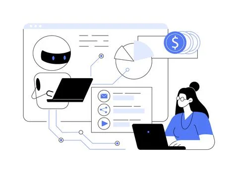 AI-Driven Content Curation abstract concept vector illustration. Stock Illustration