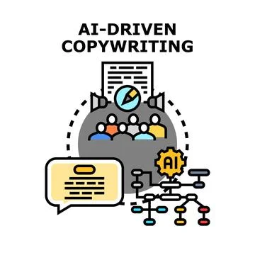 Ai driven copywriting content creating for marketing strategy Stock Illustration