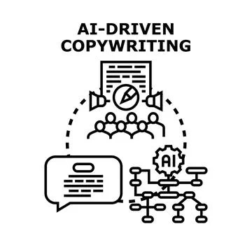 Ai driven copywriting content creating for marketing strategy Stock Illustration