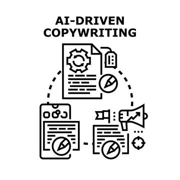 Ai driven copywriting generating marketing content Stockillustratie