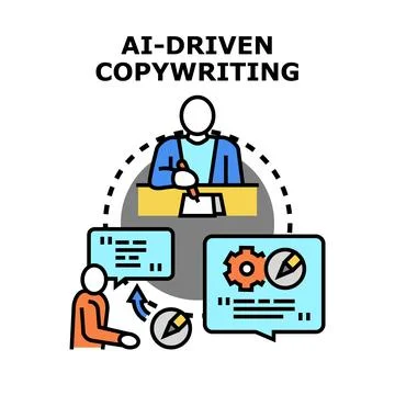 Ai driven copywriting generating text content automation Illustrazione stock