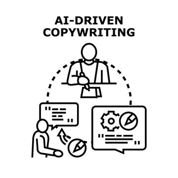 Ai driven copywriting generating text content automation 库存插图
