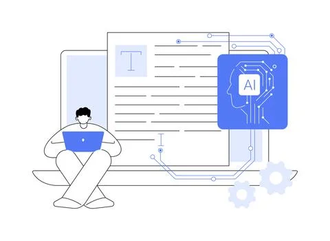 AI-Driven Creative Writing abstract concept vector illustration. イラスト素材