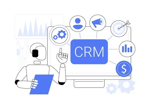 AI-Driven CRM abstract concept vector illustration. Stock Illustration