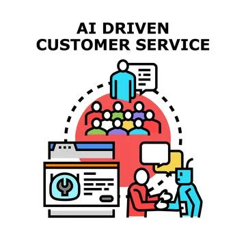 Ai driven customer service artificial intelligence concept 스톡 일러스트