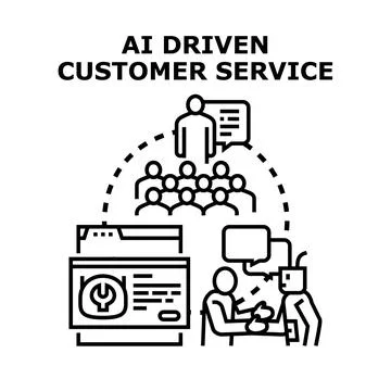 Ai driven customer service artificial intelligence concept 스톡 일러스트