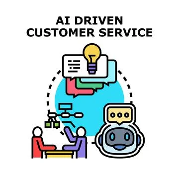 Ai driven customer service concept illustration Stock Illustration