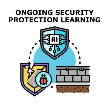 Ai driven data protection learning cyber threats defense Stock Illustration