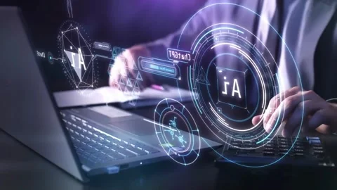 AI-Driven Data Visualization and Cyberspace Connectivity Stock Footage 300411959