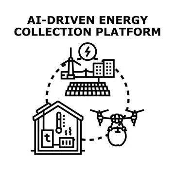 Ai driven energy collecting smart home platform 库存插图