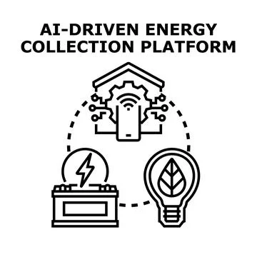 Ai driven energy collection platform managing renewable options Stock Illustration