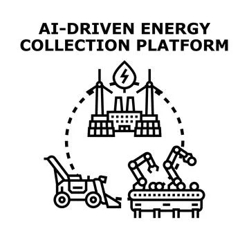 Ai driven energy platform collecting renewable energy 库存插图