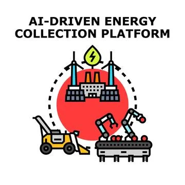 Ai driven energy platform collecting renewable energy Stockillustratie
