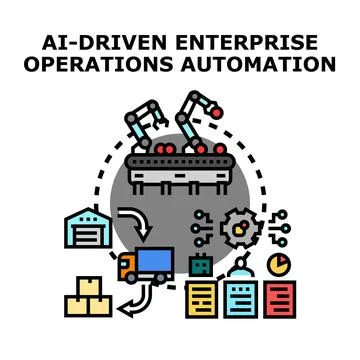 Ai driven enterprise operations automation concept vector illustrating 스톡 일러스트