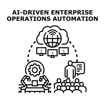 Ai driven enterprise operations automation managing workforce Stockillustratie