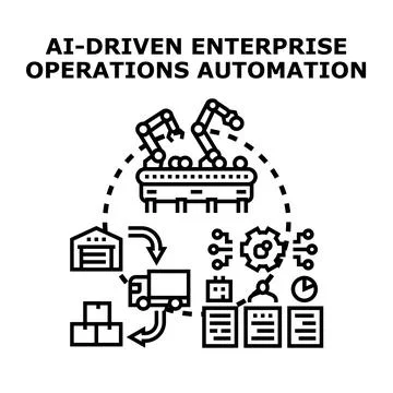 Ai driven enterprise operations automation concept vector illustrating Stock Illustration