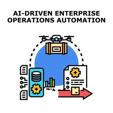 Ai driven enterprise operations automation concept illustration Stock Illustration