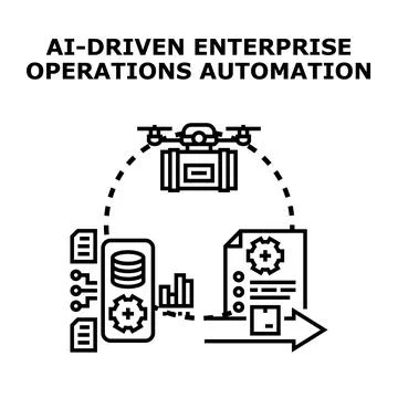 Ai driven enterprise operations automation concept illustration Stock Illustration